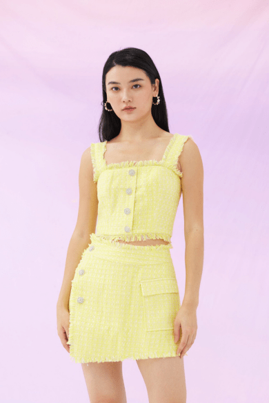 Gisele Yellow Tweed Top - Nimisski