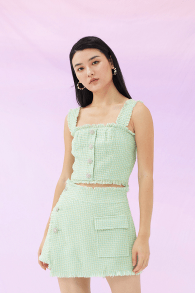 Gisele Green Tweed Top - Nimisski