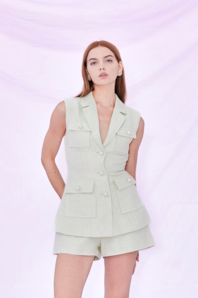 Darla Sleeveless Tweed Jacket