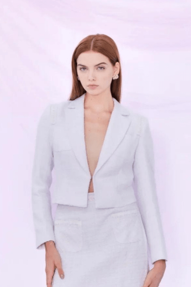 Deanna White Tweed Cropped Jacket - Nimisski