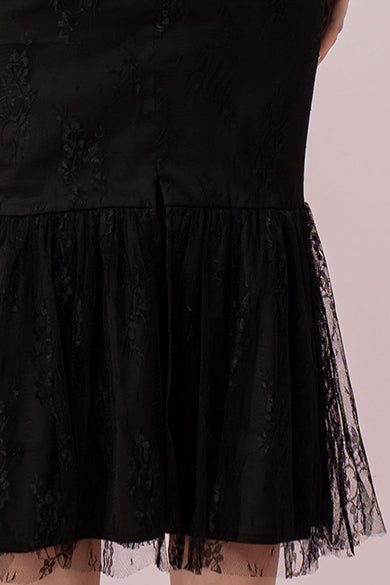 Genette Black Flower Lace Mermaid Skirt