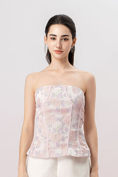 Gaiana Purple Jacquard Tube Top