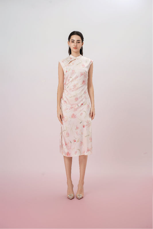 Jaquelin Floral Print Cheongsam Dress