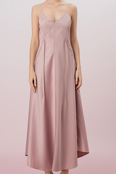 Ivelisse Pink Sateen Panel Slip Dress