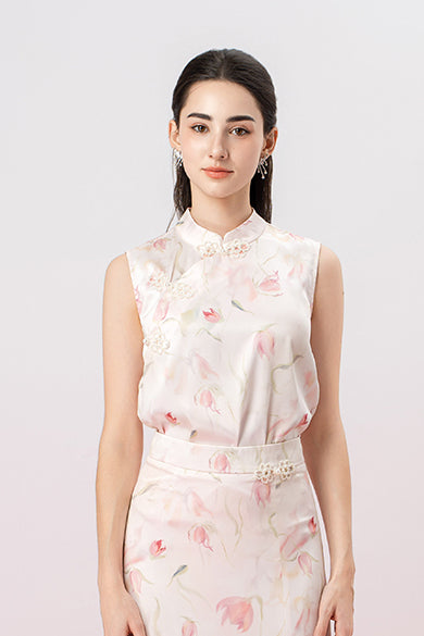 Galila Floral Print Cheongsam Top