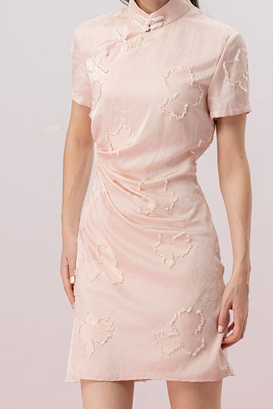 Jacqui Light Pink Gather Cheongsam Dress