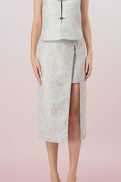 Jineva Light Blue Jacquard Skirt