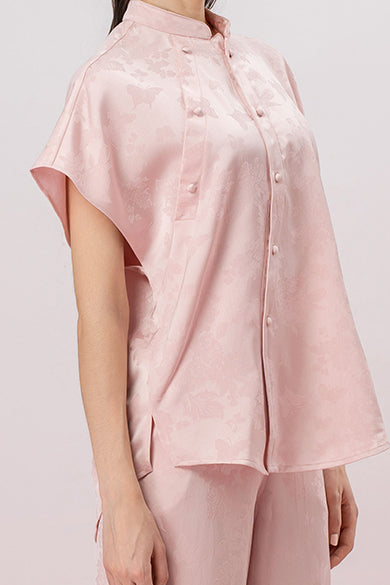 Galianna Pink Mandrain Collar Top