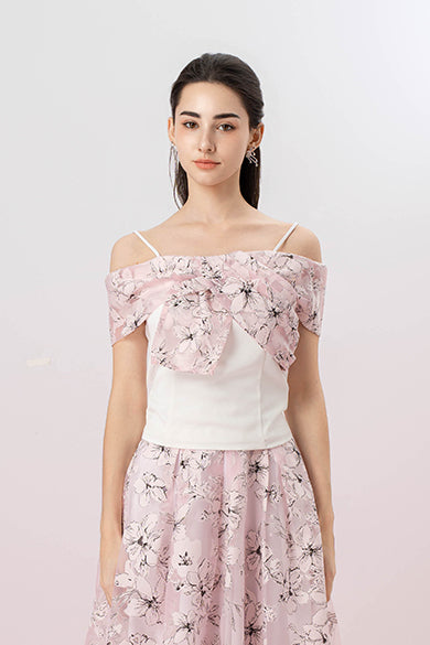 Grazia White With Pink Print Top