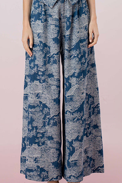 Jenneva Blue Denim Wide Leg Pants