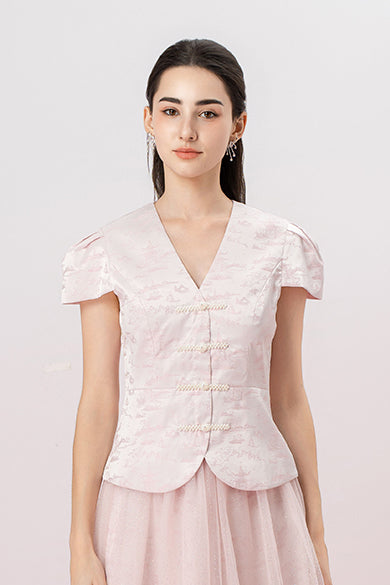 Genna Pink Jacquard Top