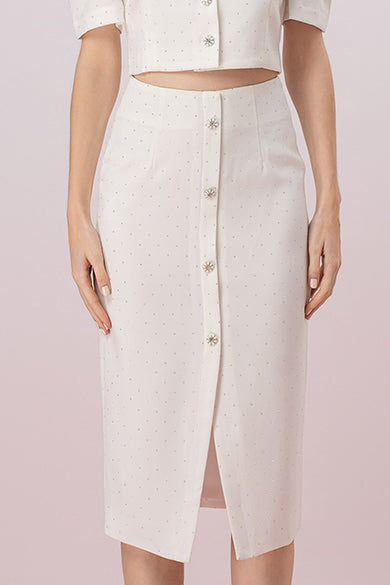 Ganah Twinkle White Pencil Skirt