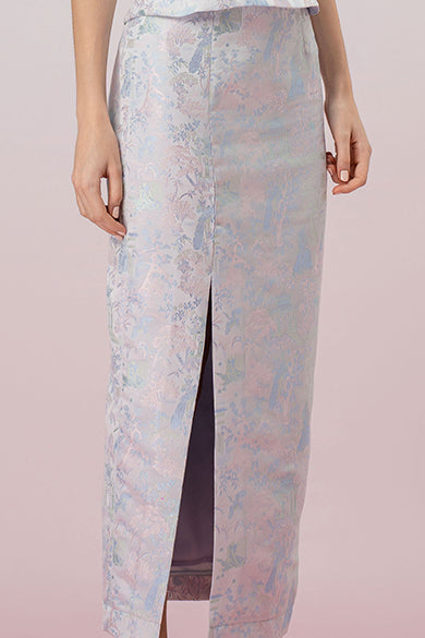 Jineeva Blue Side Split Midi Skirt