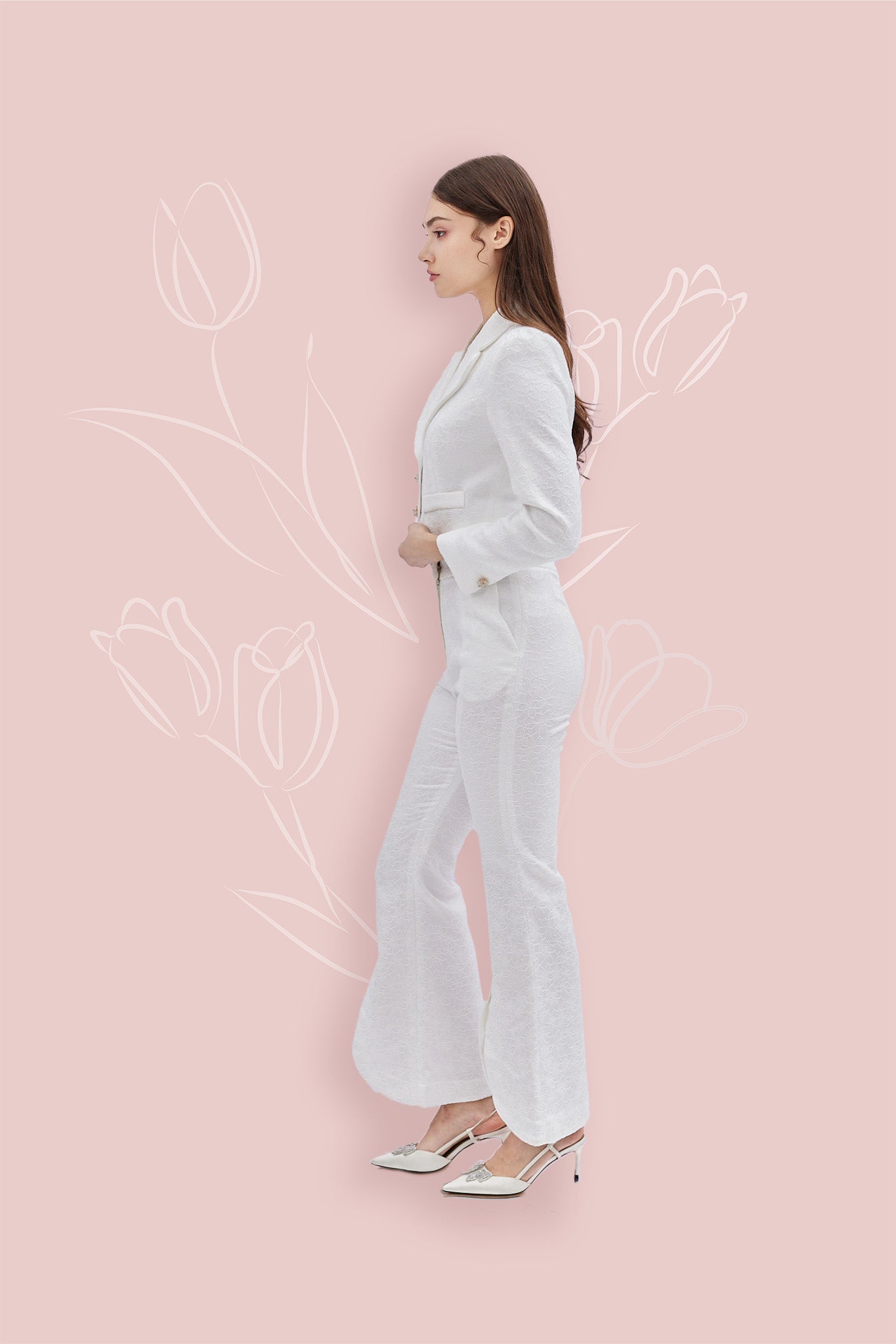 Ifa White Jacquard Pants - Nimisski