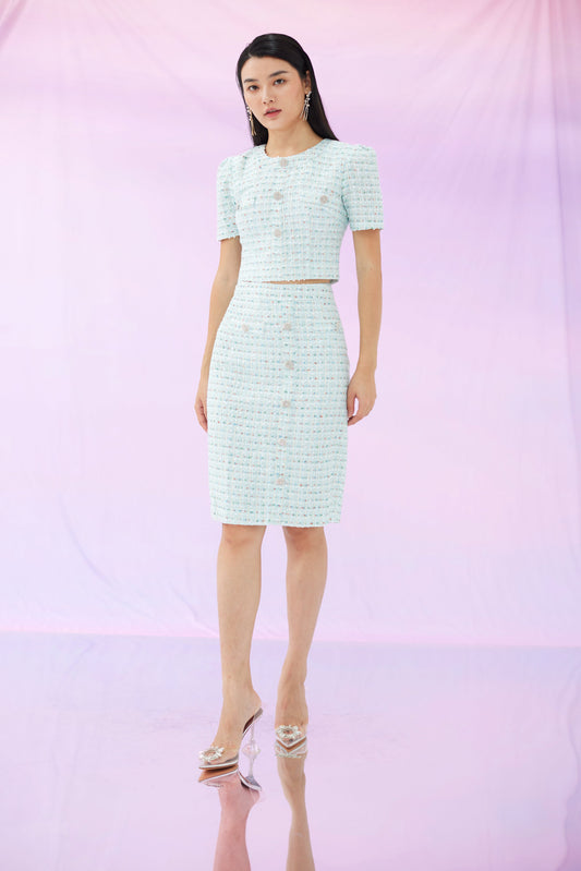 Griselda Blue Tweed Skirt