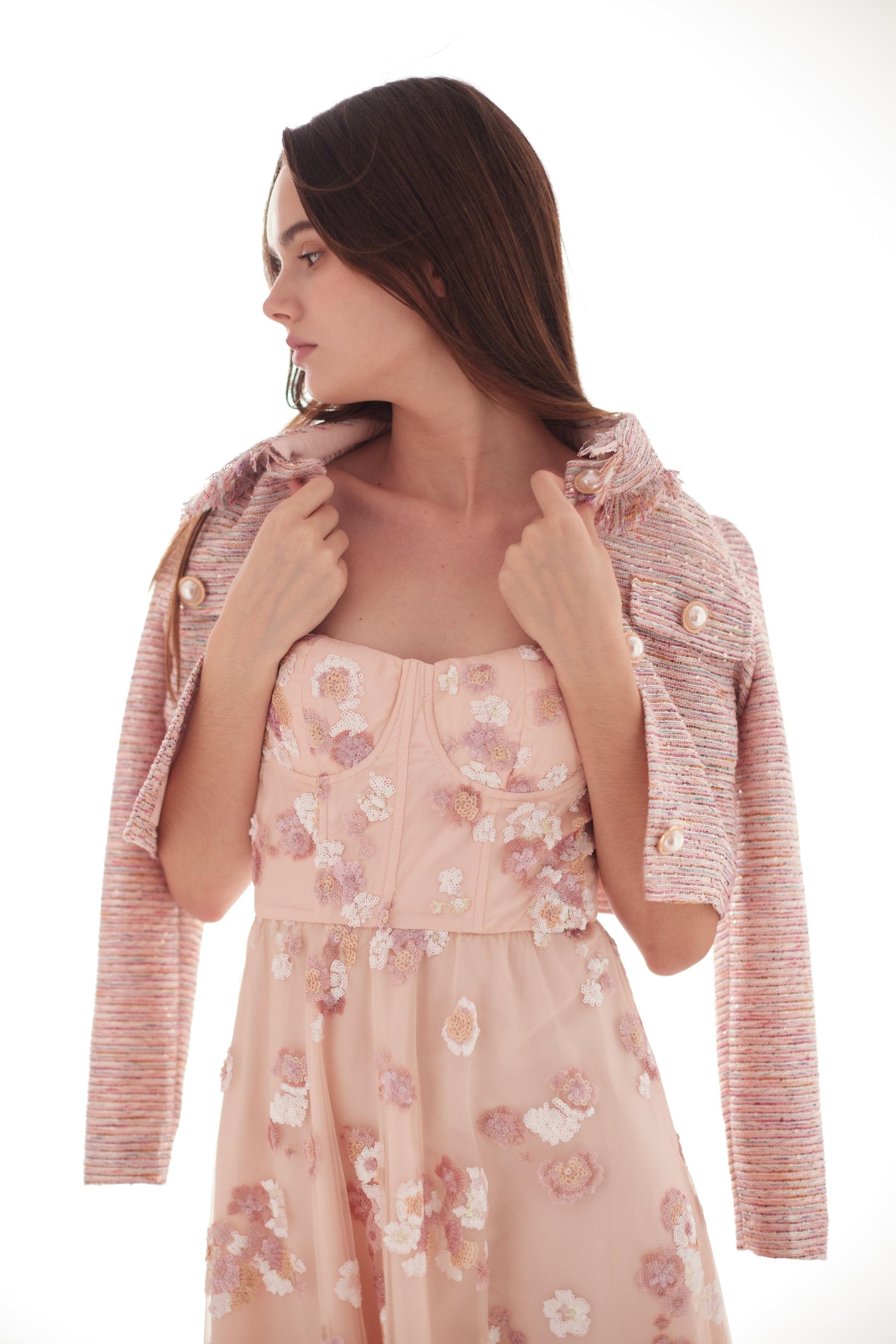 Freddi Pink Sequins Long Dress