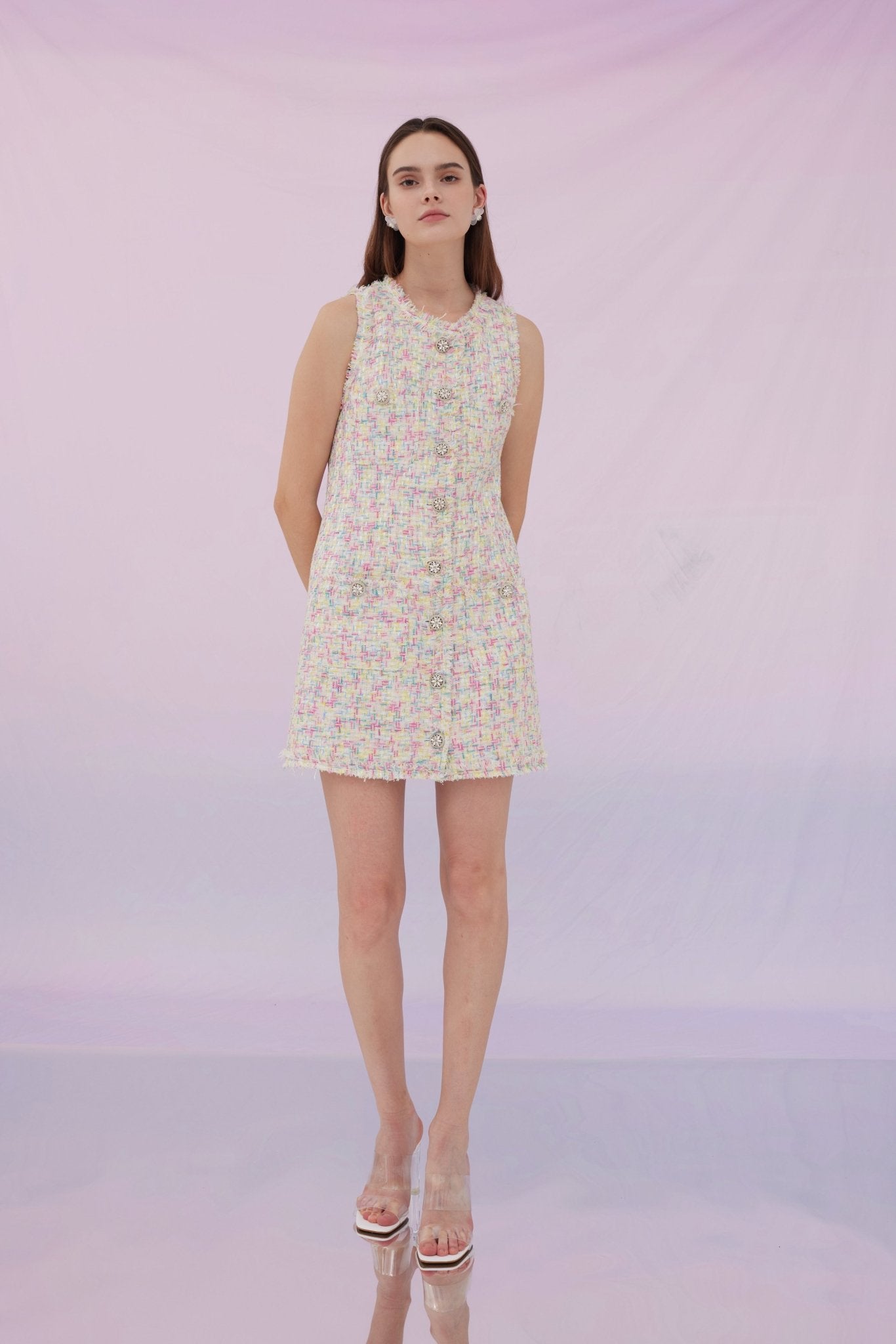 Greeta Multi Neon Tweed Dress - Nimisski