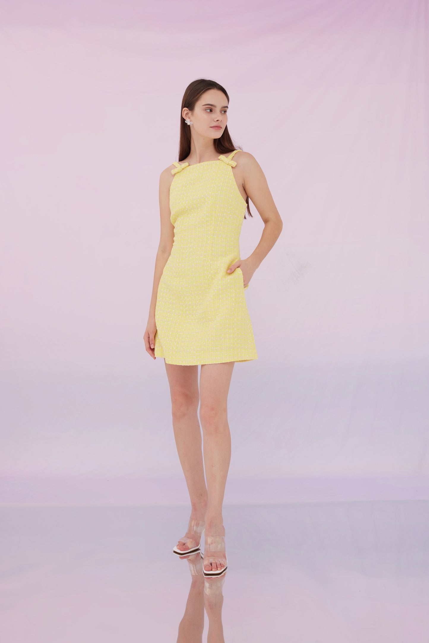 Gigi Yellow Tweed Dress