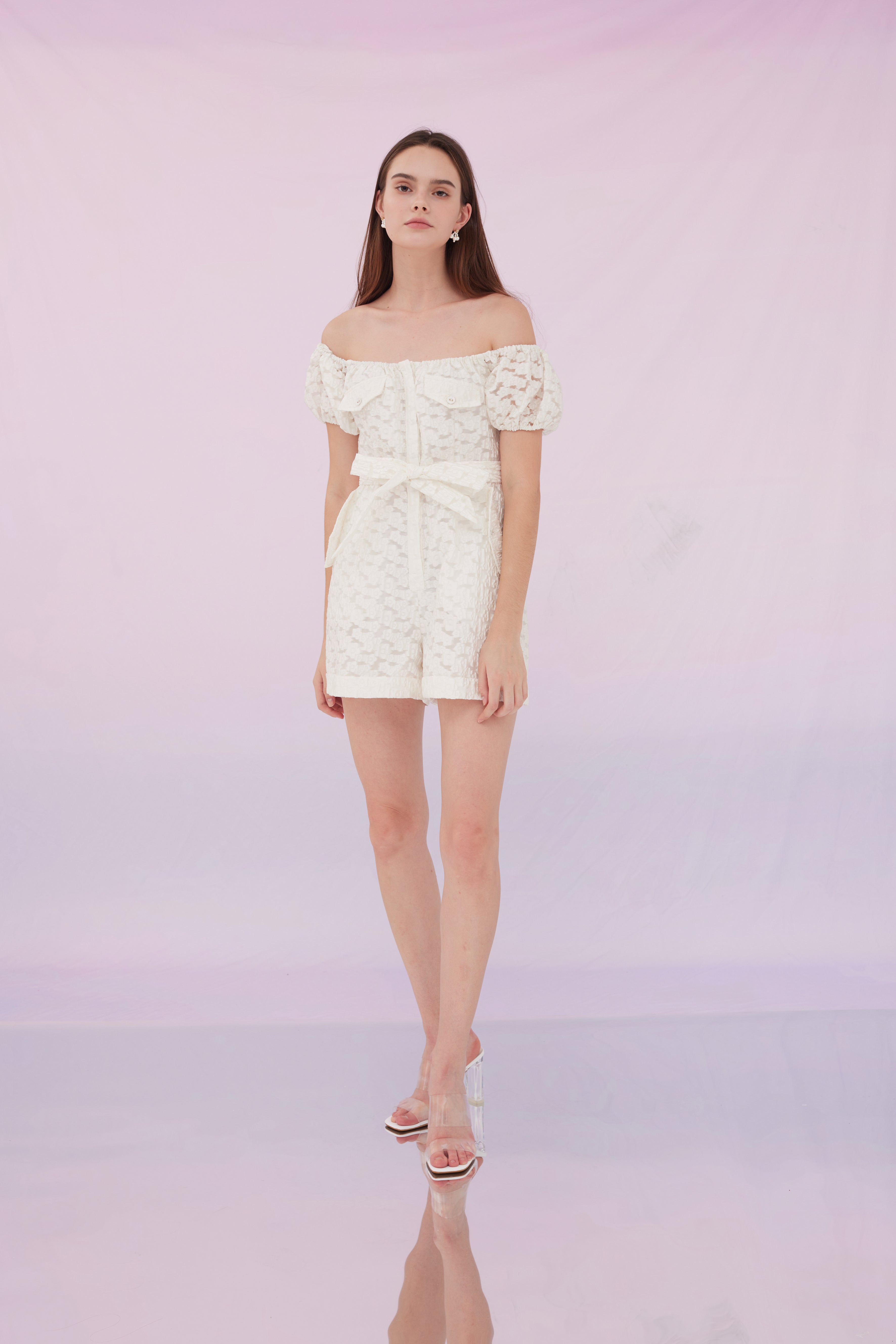 Francesca Jacquard Jumpsuit White