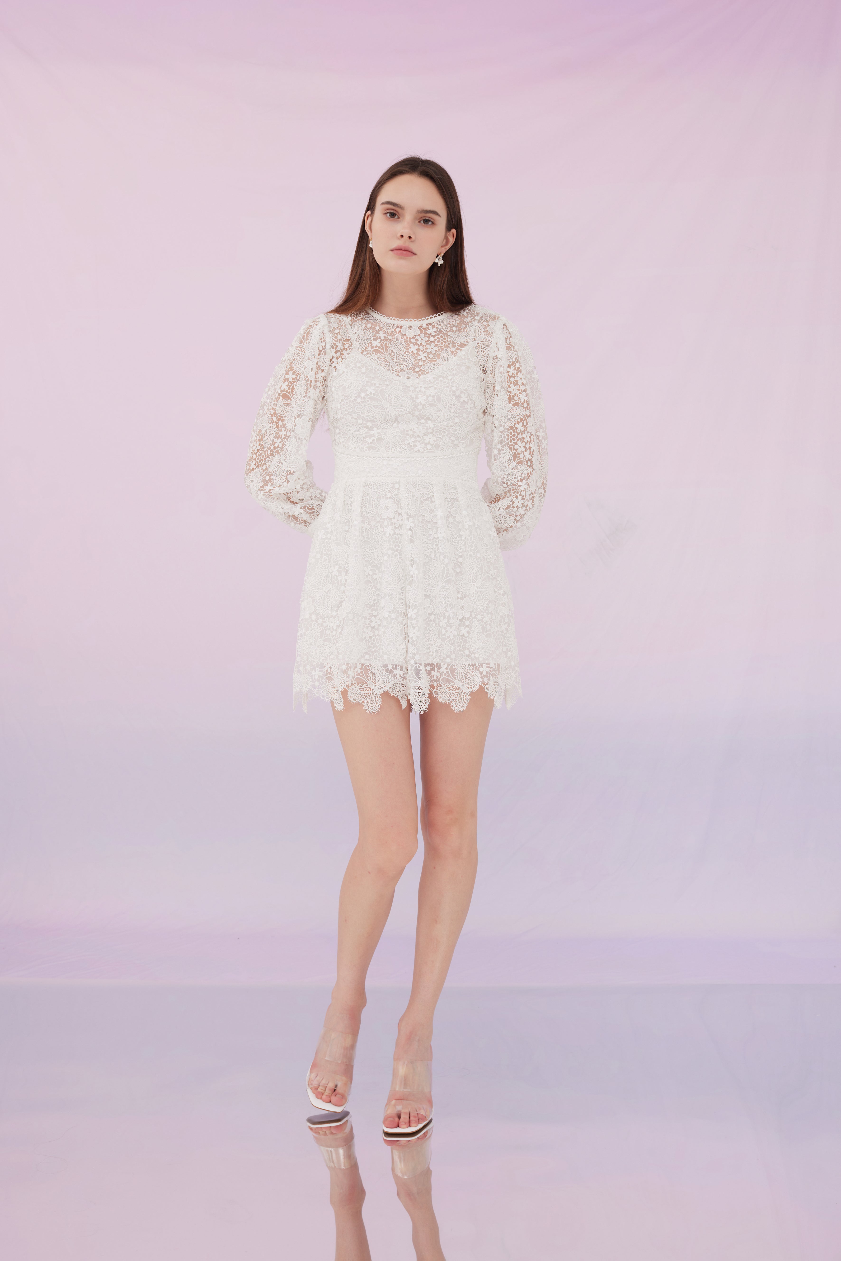 Gema White Butterfly Lace Jumpsuit