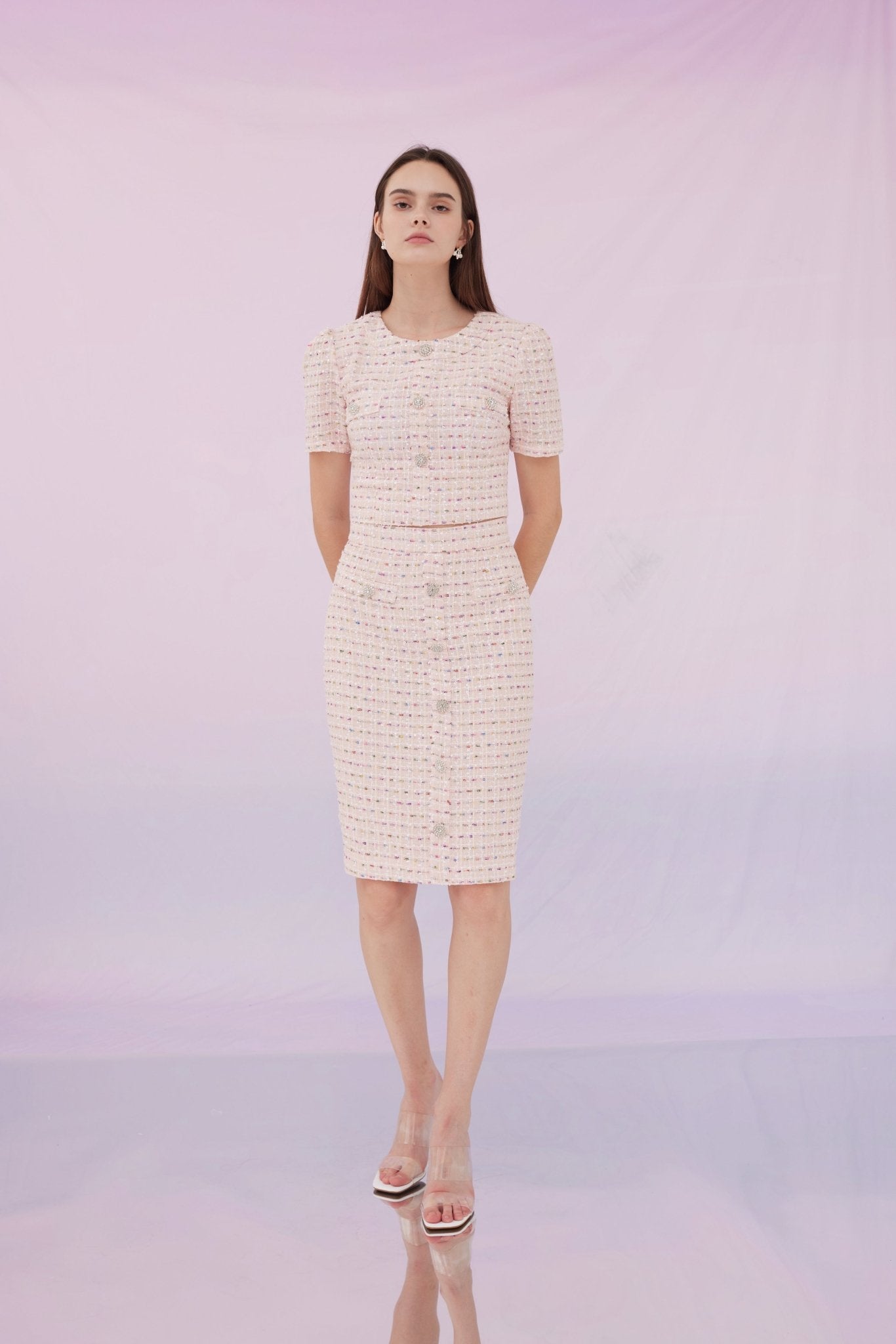 Griselda Pink Tweed Skirt - Nimisski