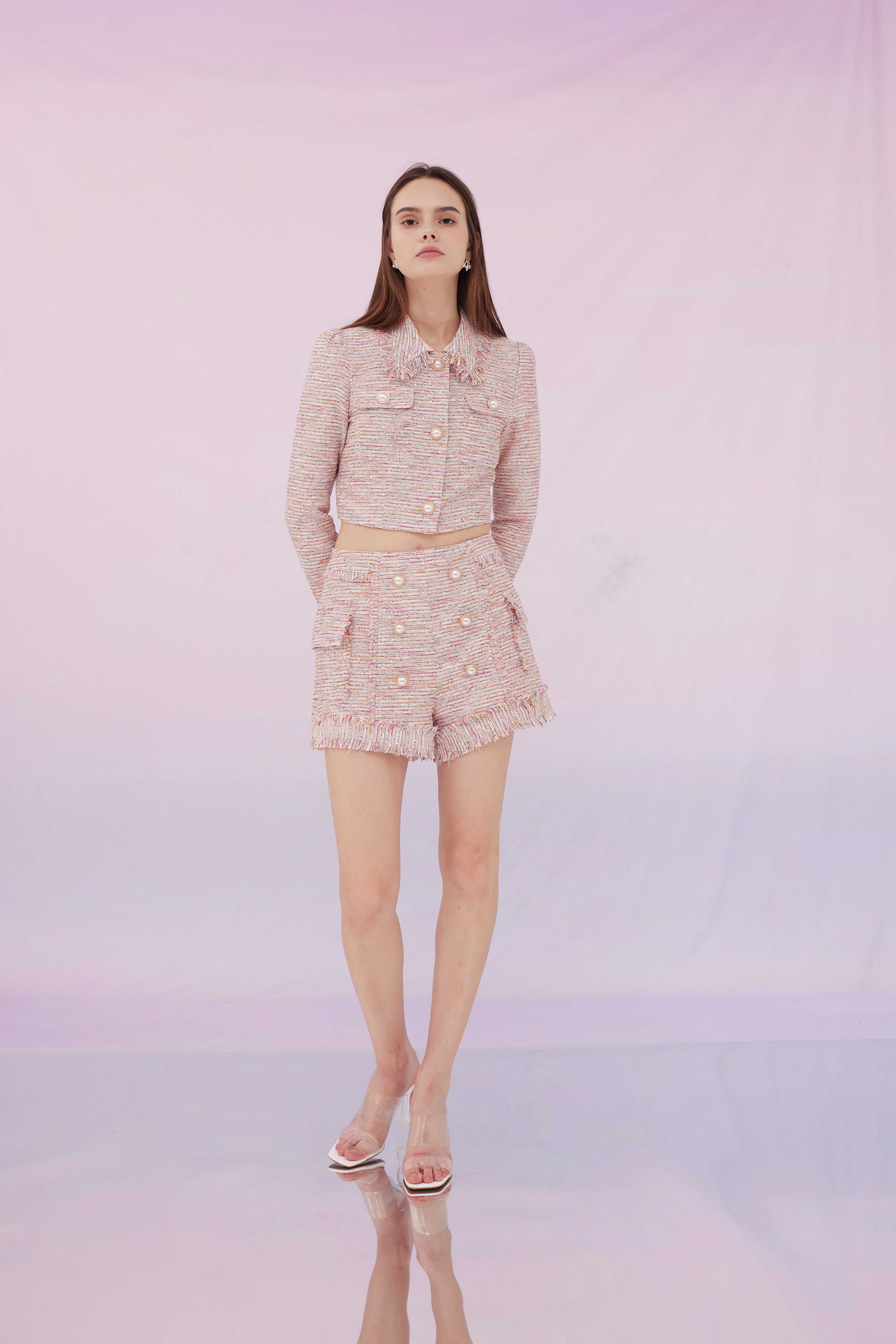 Gene Multi Pink Tweed Jacket and Shorts