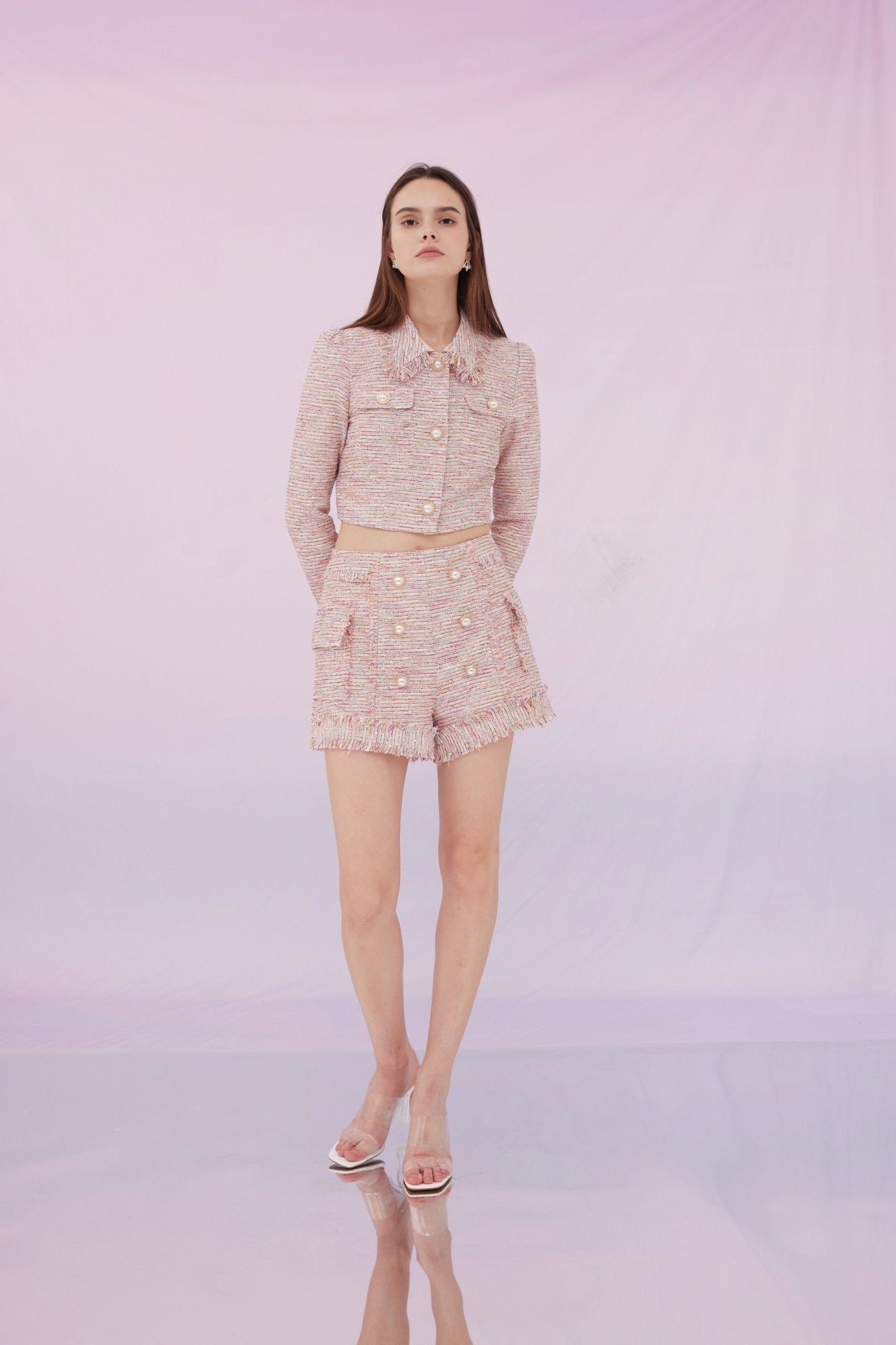 Gene Multi Pink Tweed Jacket and Shorts - Nimisski