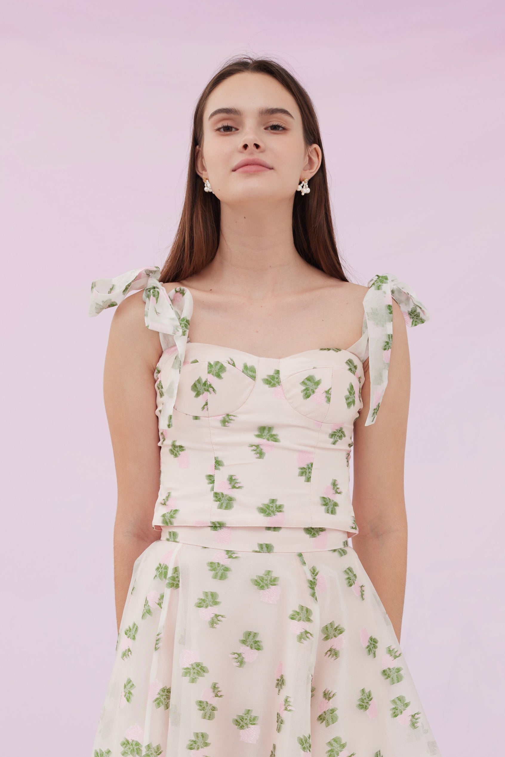 Franceen Pink Flower Organza Top