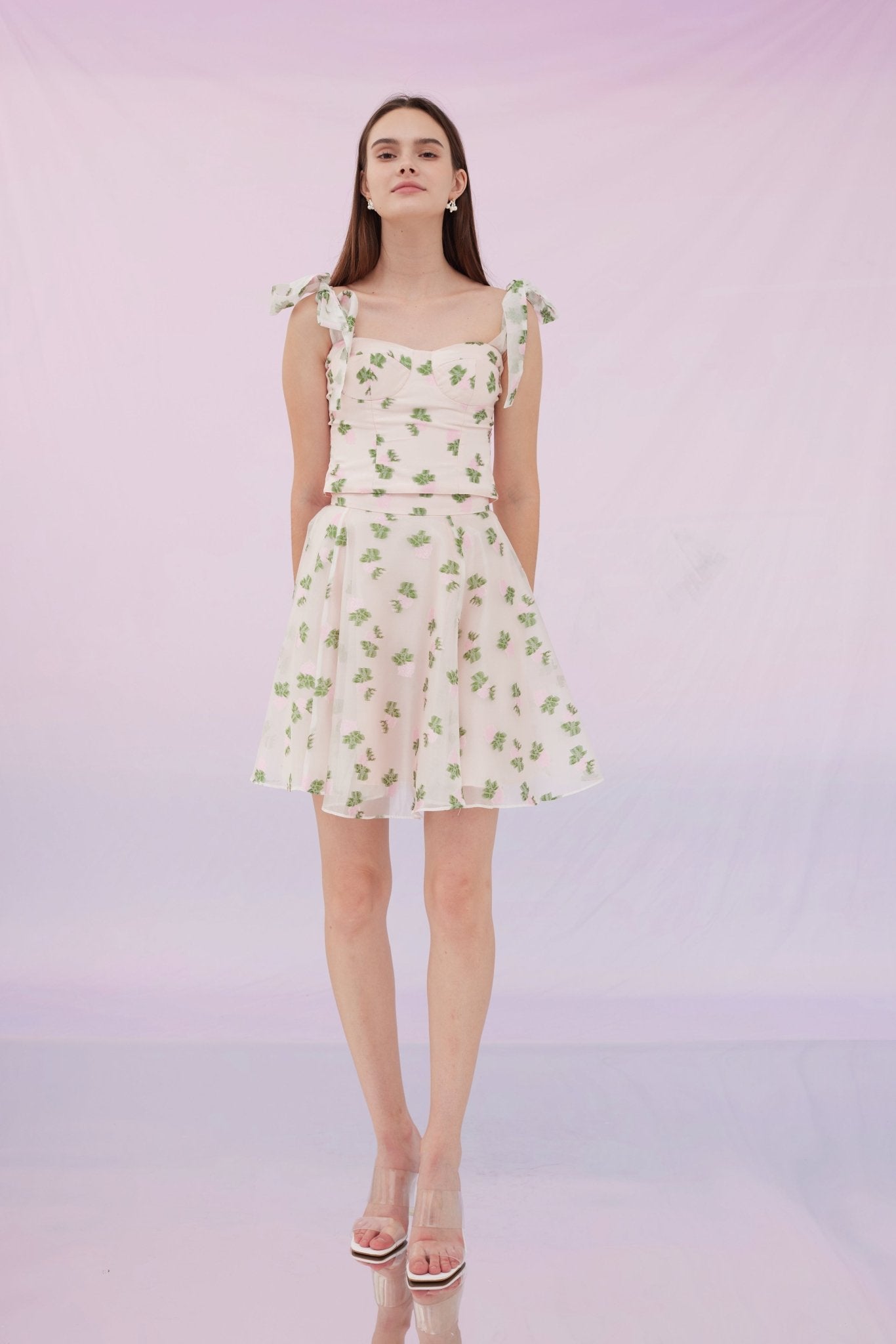 Franceen Pink Flower Organza Skirt - Nimisski