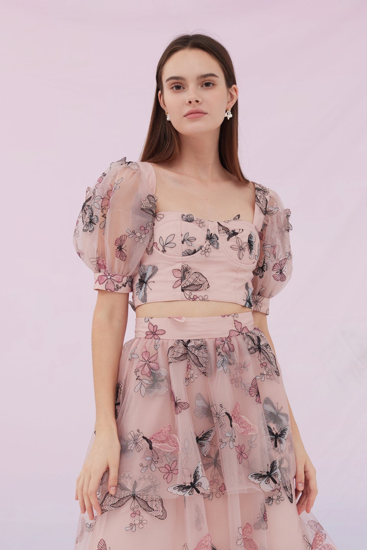 Finnley Pink Butterfly Cropped Top