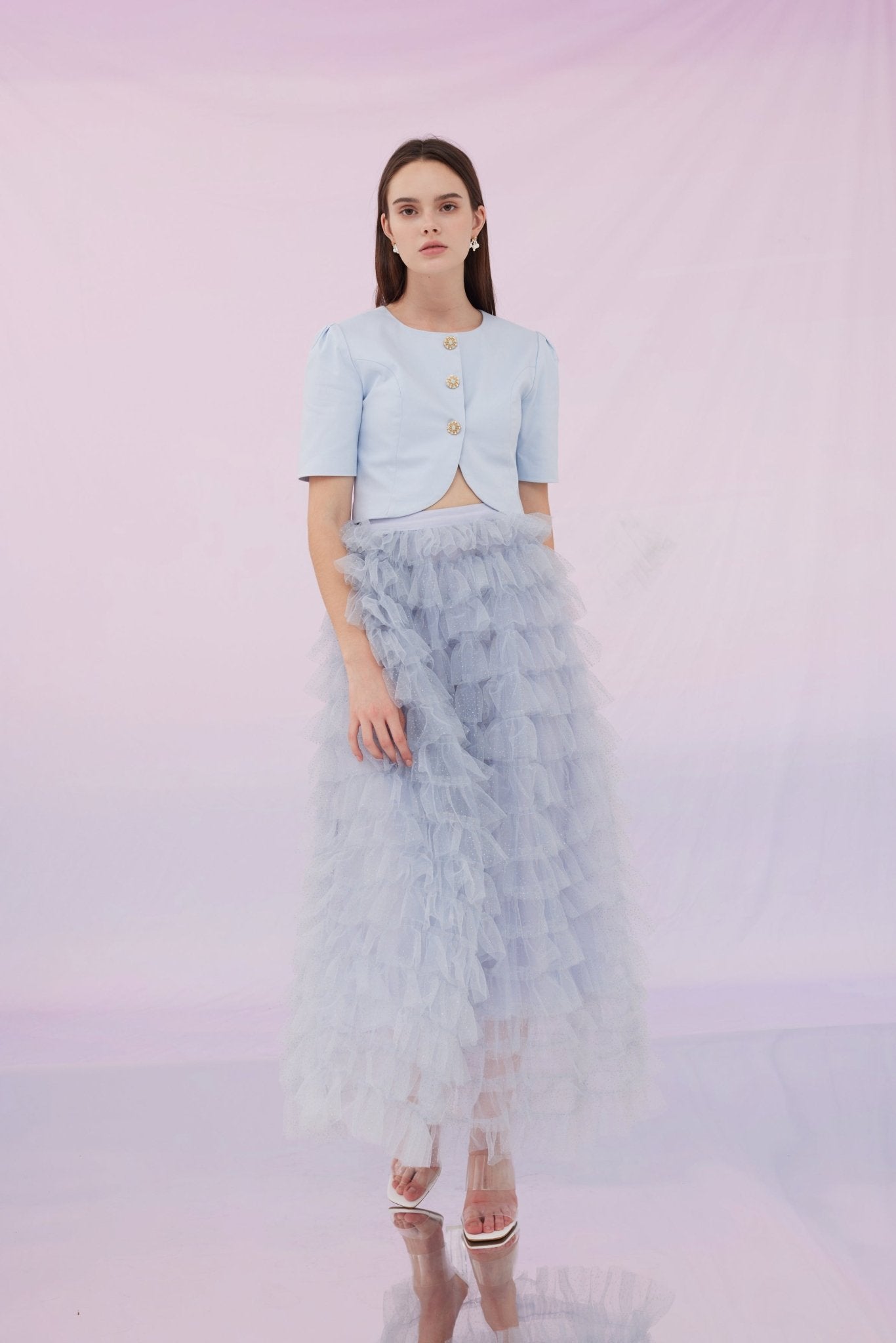 Emmi Tier Grey Mesh Skirt - Nimisski
