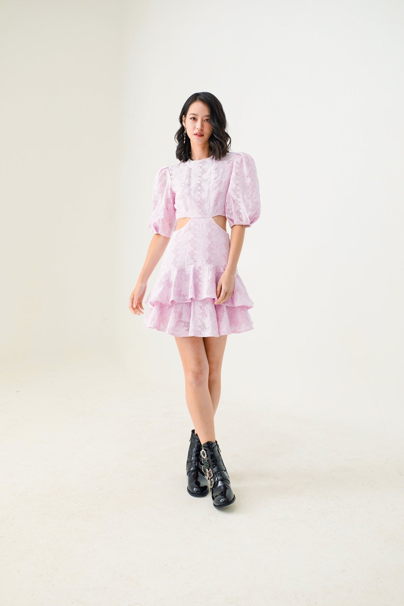 Emilie Pink Eyelet Dress - Nimisski