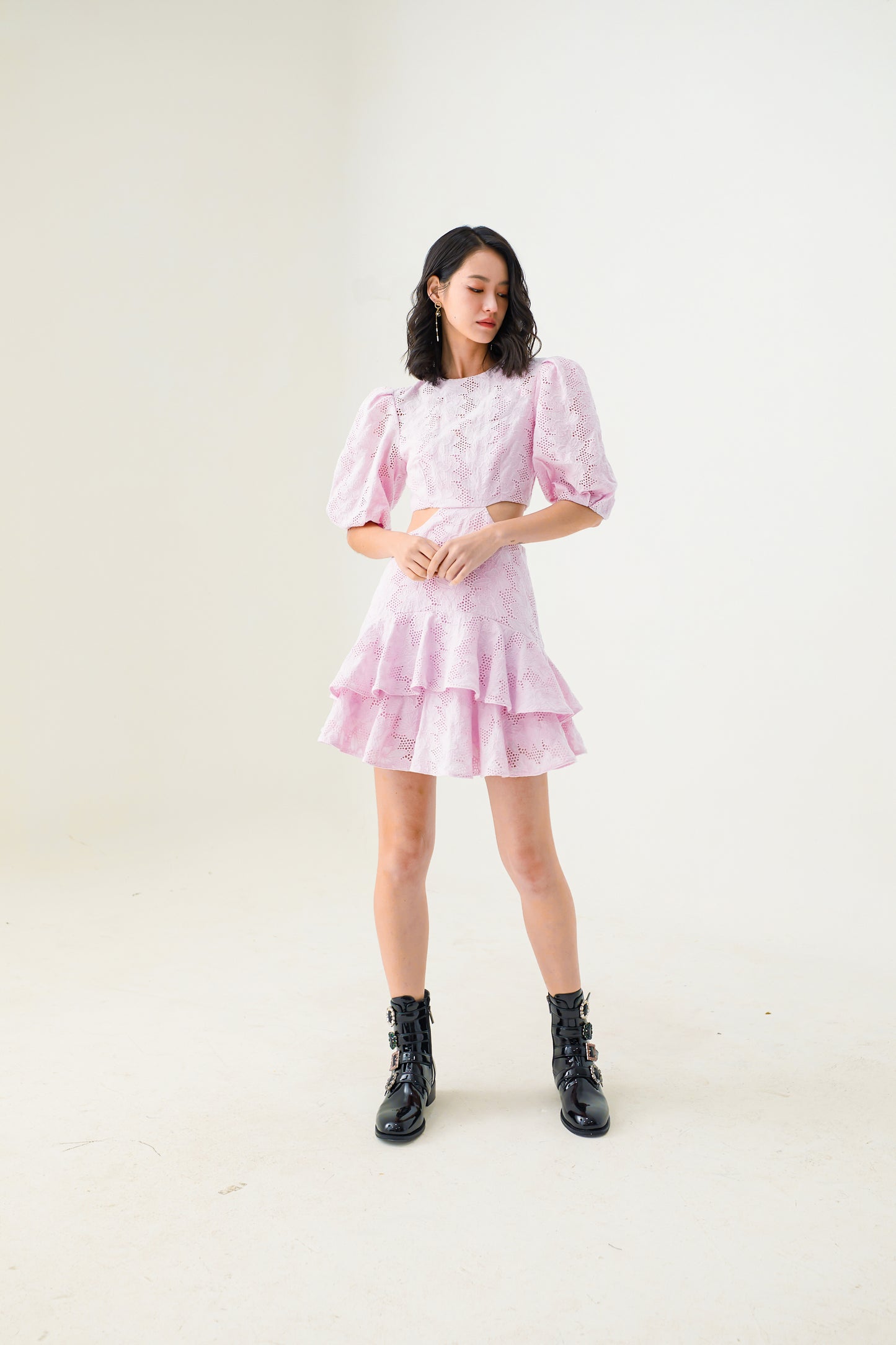 Emilie Pink Eyelet Dress