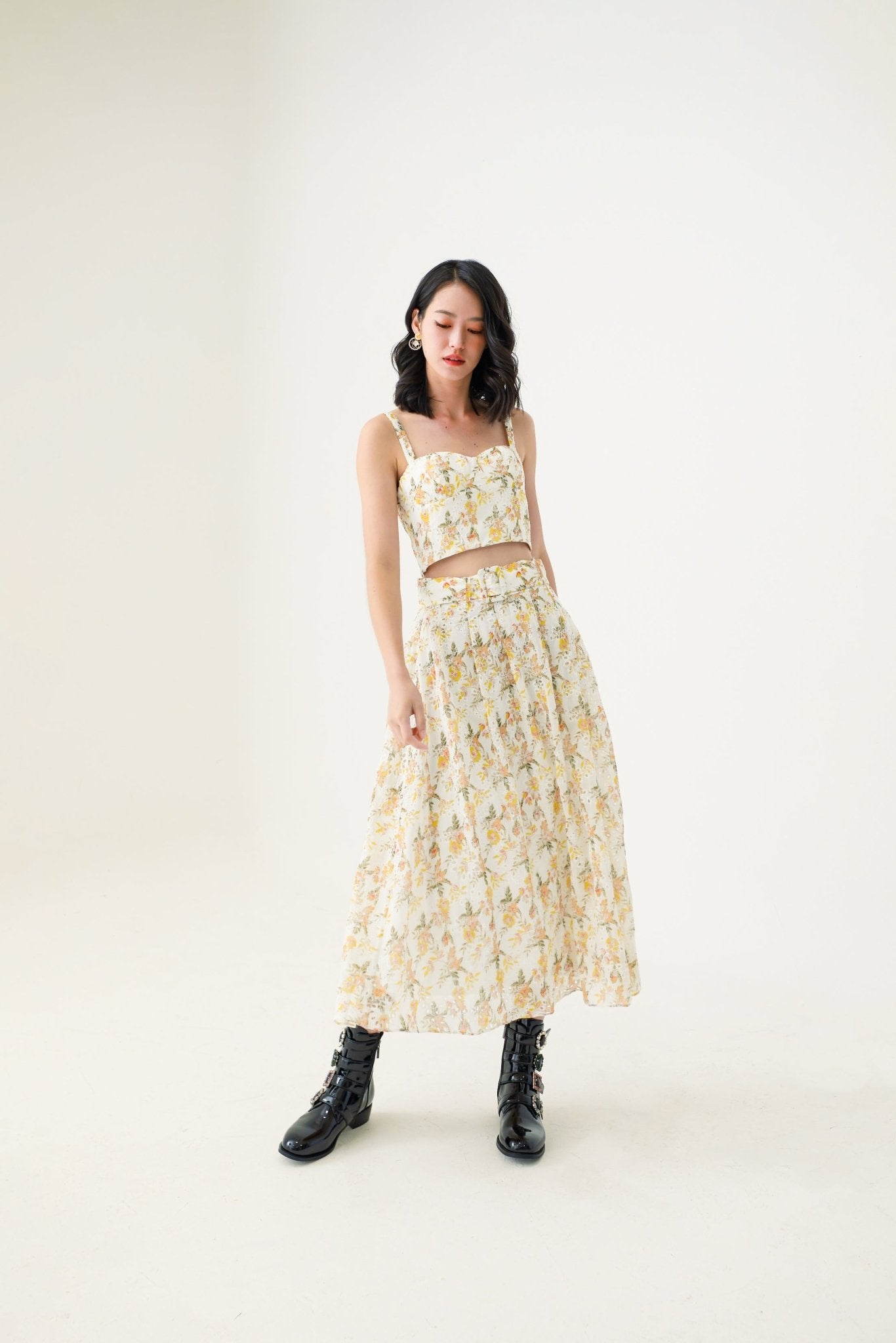 Ellia Floral Eyelets Skirt - Nimisski