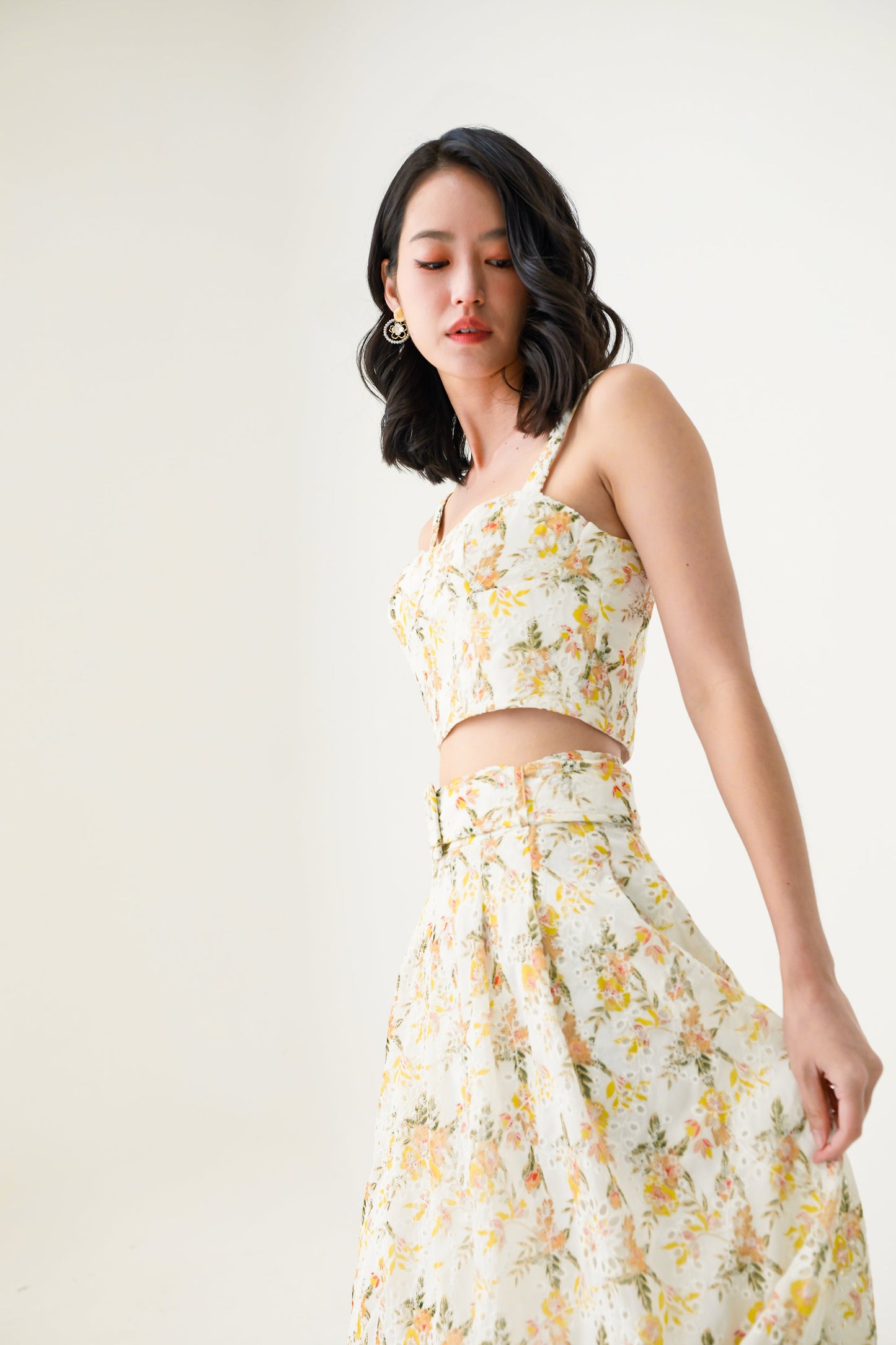 Ellia Floral Eyelets Skirt