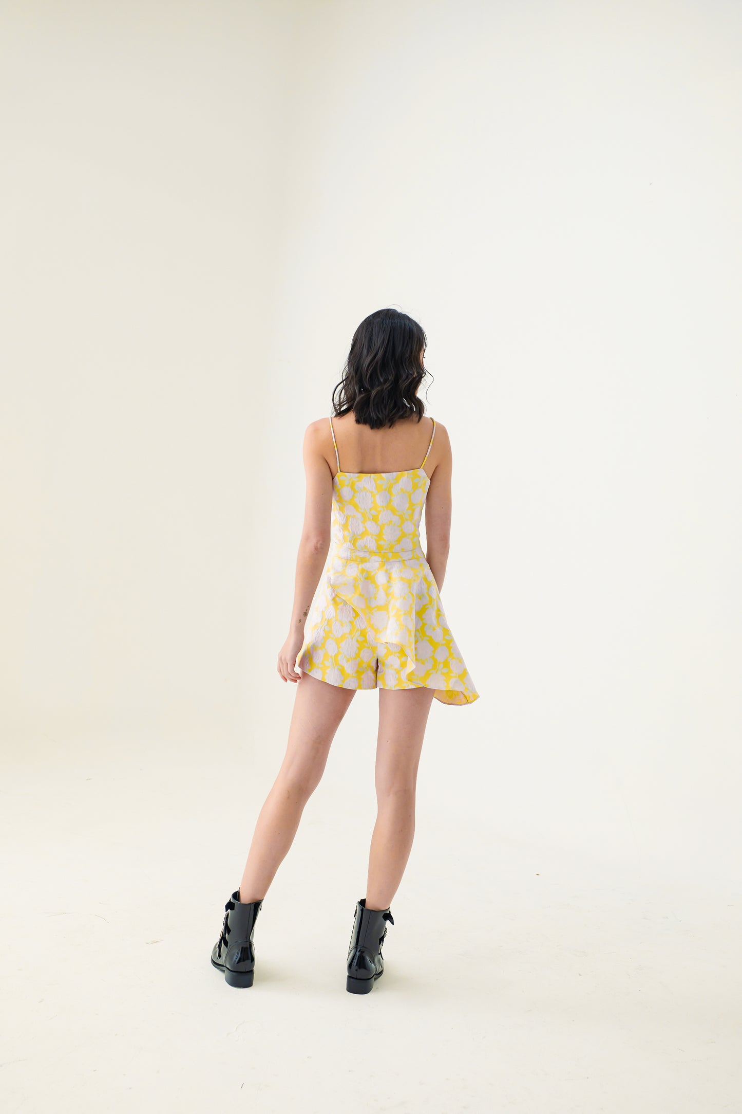 Eryn Yellow Brocade Top & Skirts