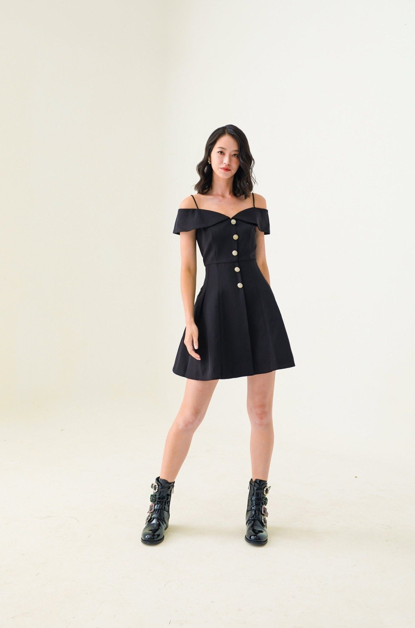 Eila Black Off - Shoulder Dress - Nimisski