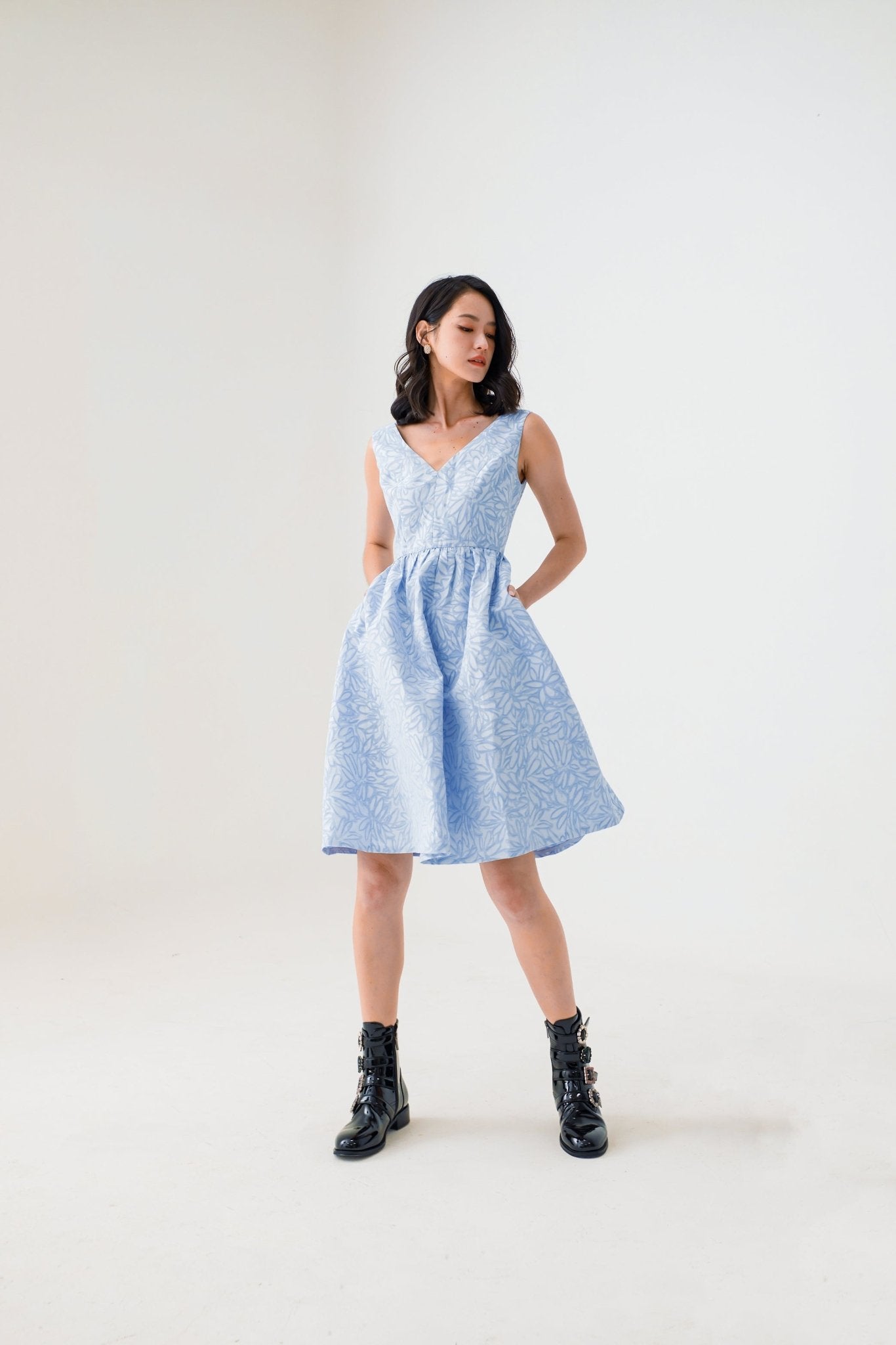 Elayna Brocade Mid Length Dress - Nimisski