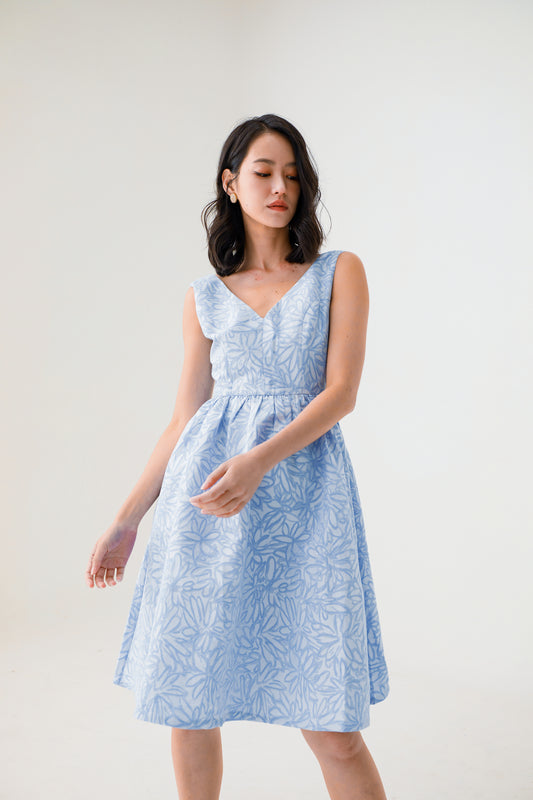 Elayna Brocade Mid-Length Dress