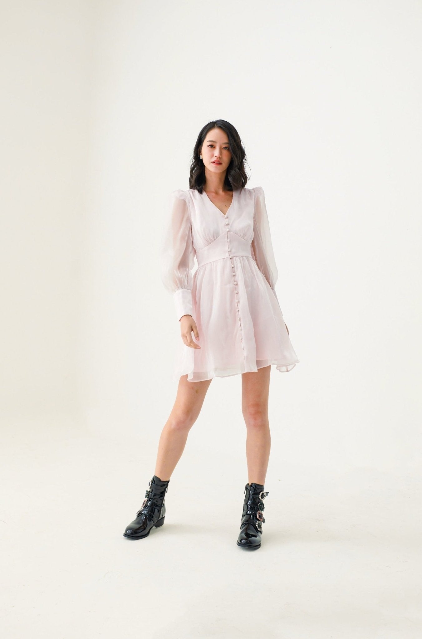 Evangelina Light Pink Silk Dress - Nimisski