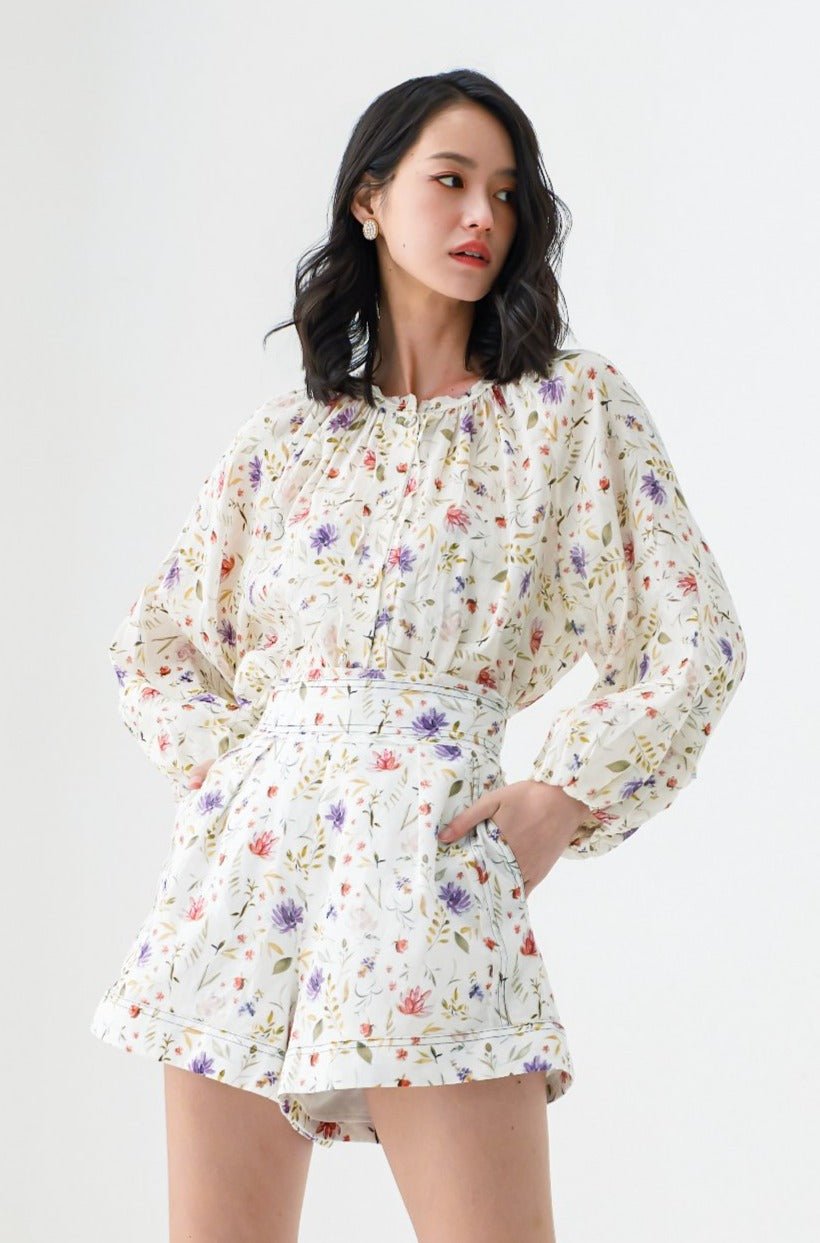 Eliora White Flora Prints Top - Nimisski