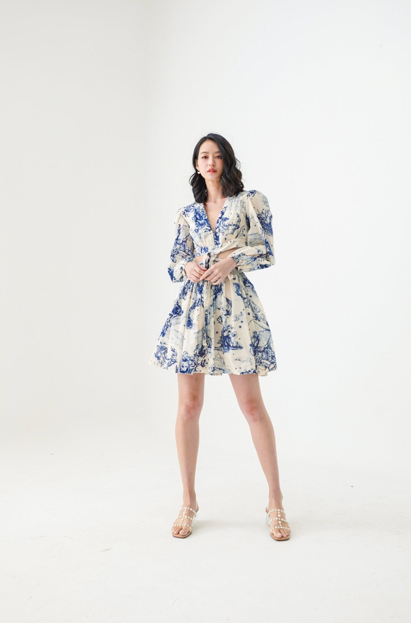 Elouise Blue Cut Out Detail Dress - Nimisski