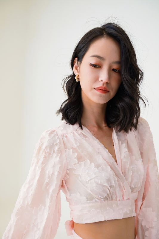 Evalyn Pink Jacquard Top