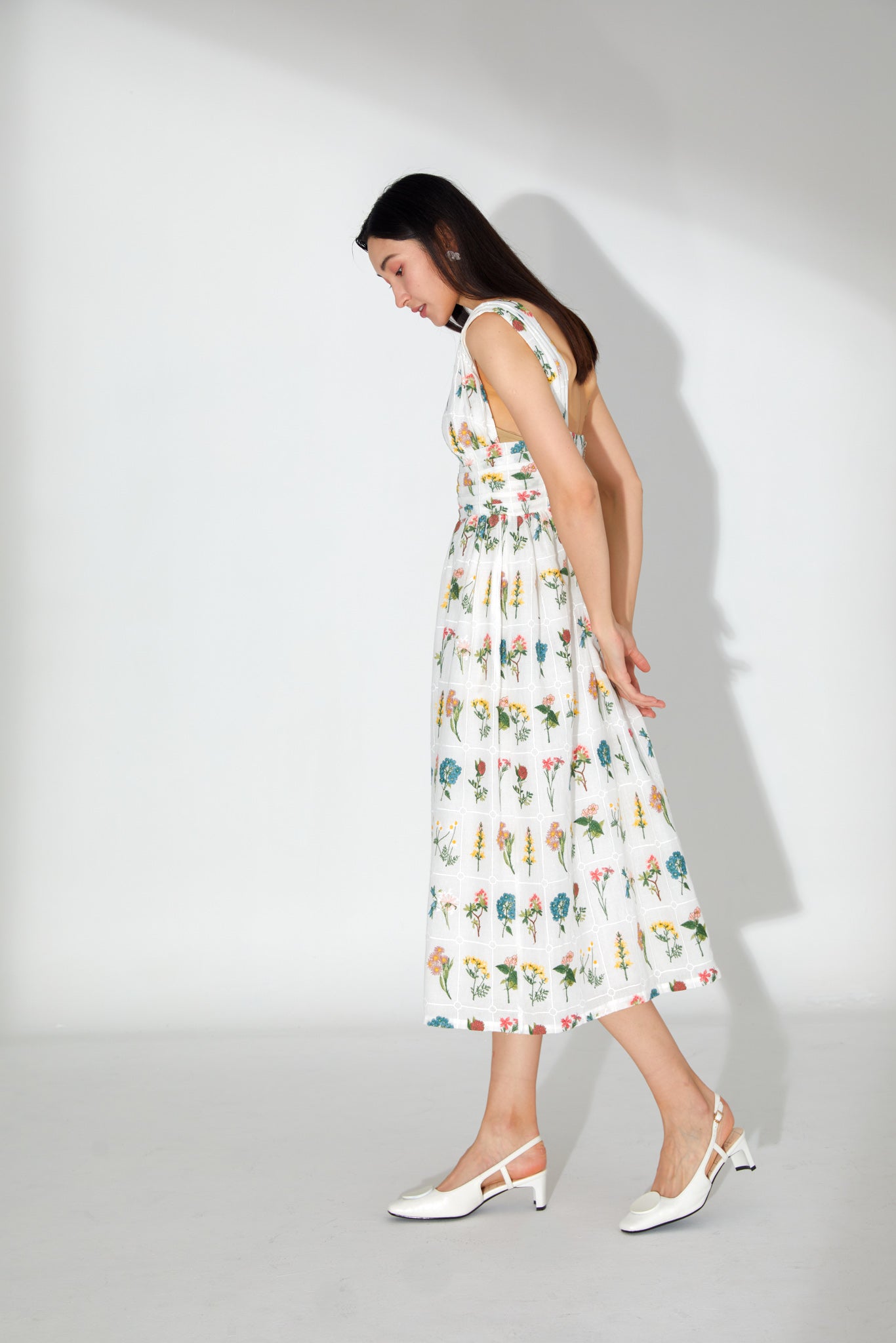 Fiona Floral Embroidery Midi Dress