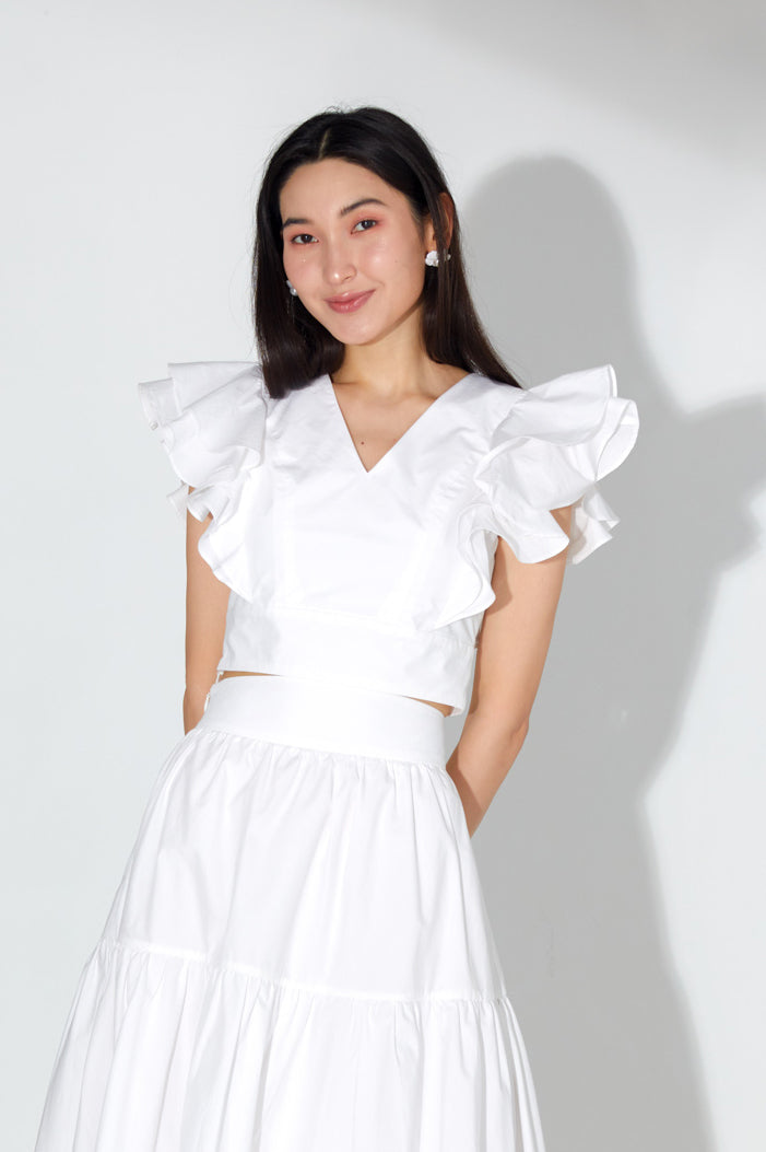 Erica Ruffles Sleeves Cropped Top