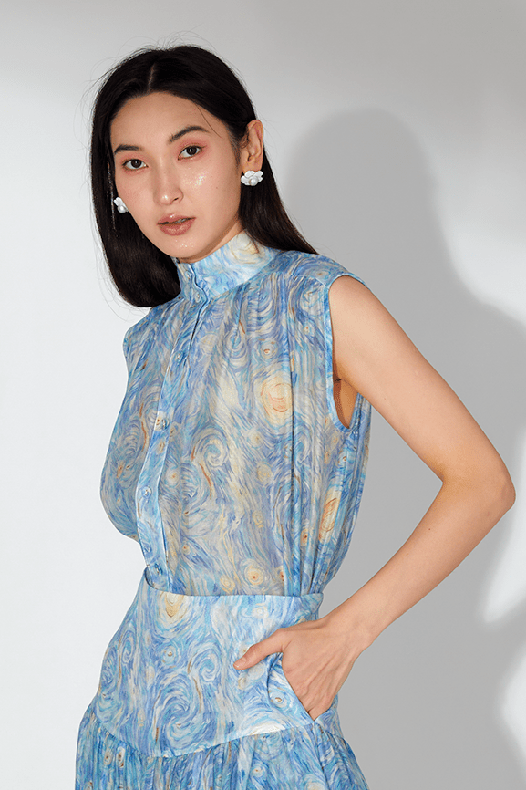 Juliette Chiffon Abstract Printed Top - Nimisski