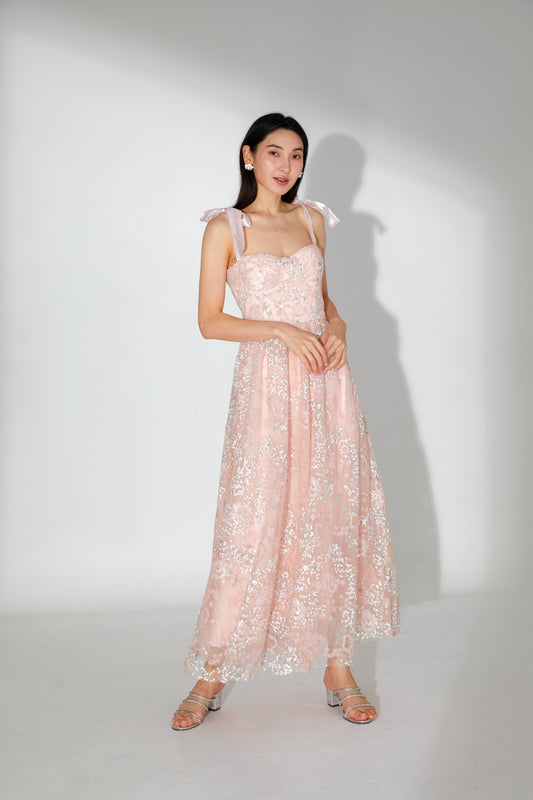 Francisca Sequin Embroidered Tulle Maxi Dress