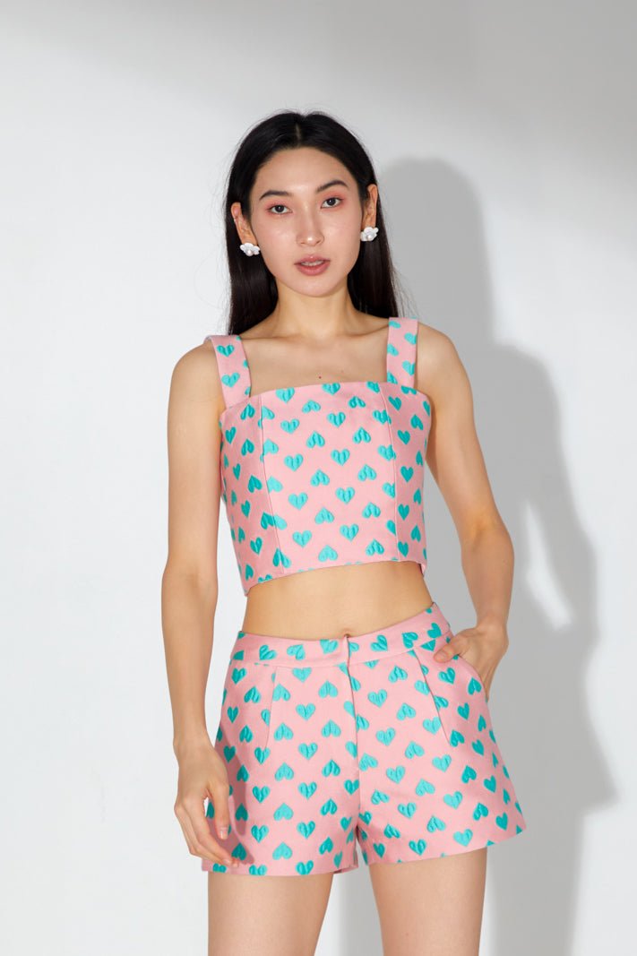 Izzy Heart Printed Crop Top - Nimisski