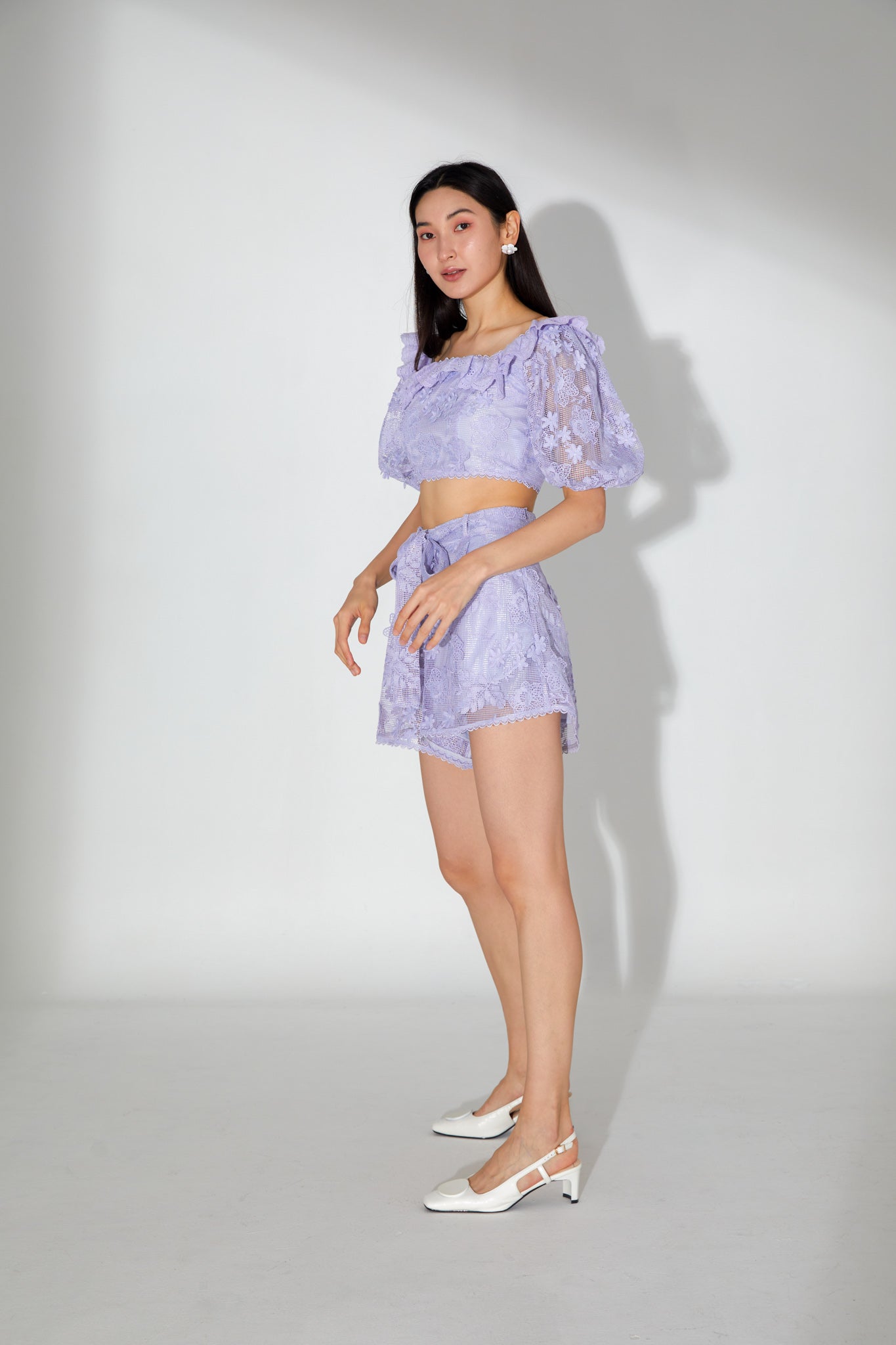 Jasmine Lilac Embroidered Shorts