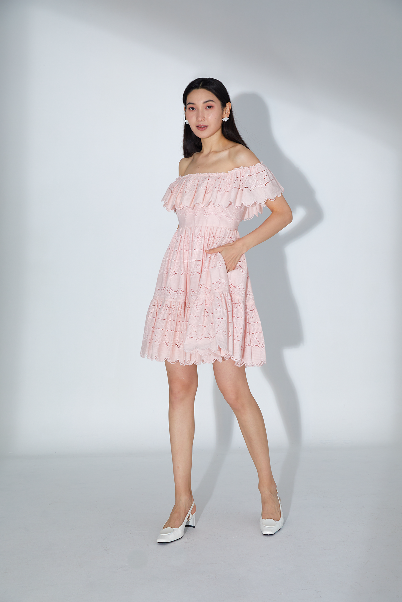 Evelynn Pink Embroidered Dress